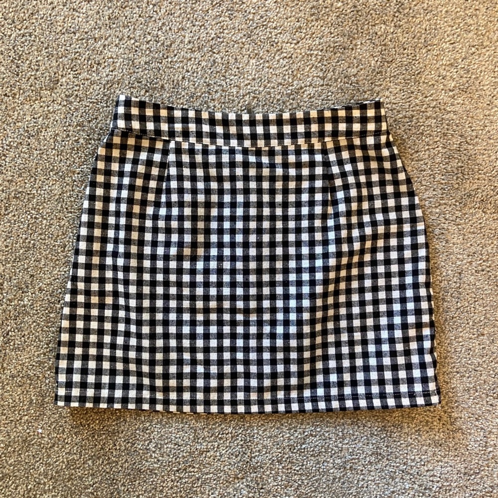 Black and white gingham mini skirt